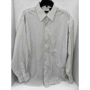 Van Heusen Shirt Men's Size XL 17-17.5 White Stripped Long Sleeve Button Up